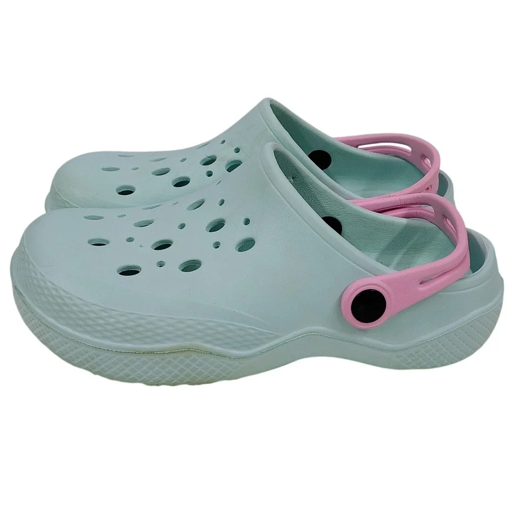 Kids Unbranded Light Blue Pink Clog Water Shoes Sandals Size 2/3‎ Slip On